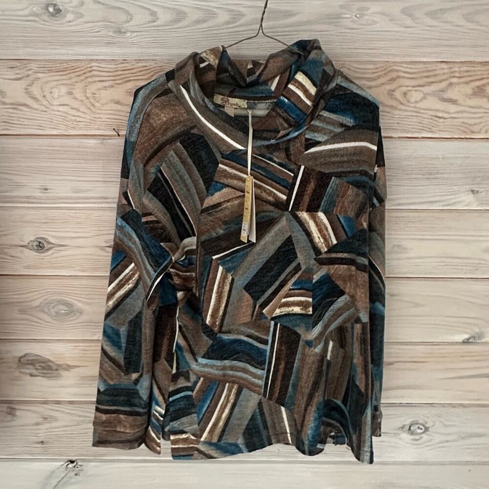 NWT Aryeh Painters Pattern Cowl Neck Sweater Size Large